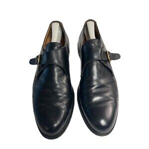 Alfani Mens Shoes Loafer Buckle Black Leather Dress Made In Italy Sz 11.5 M